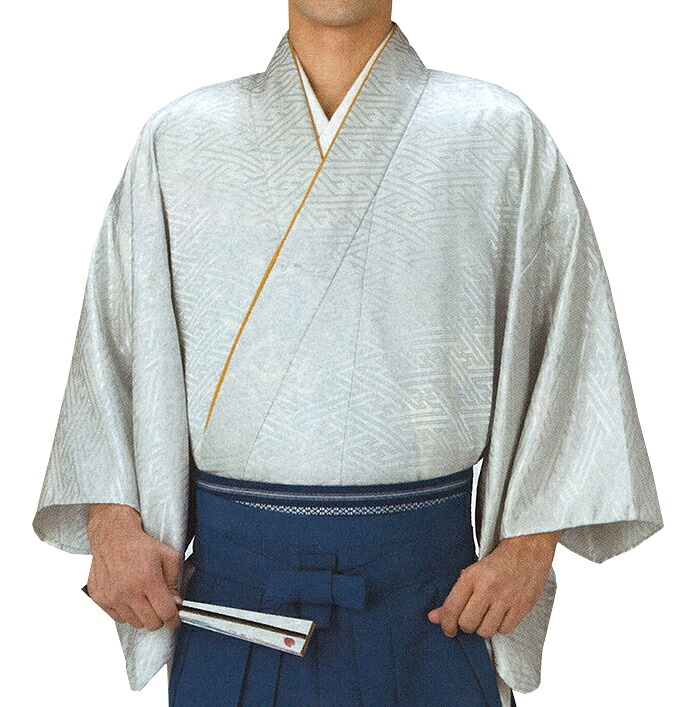 男物　袴下着物（伊達衿付き）　紗綾型　Ｍ・Ｌサイズ　【メンズ】【納期約２週間】【送料無料】
