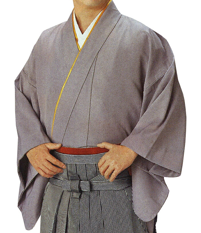 男物　袴下着物（伊達衿付き）　グレー　Ｍ・Ｌサイズ　【メンズ】【納期約２週間】【送料無料】
