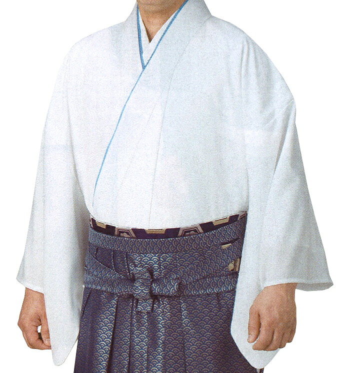男物　袴下着物（伊達衿付き）　白　Ｍ・Ｌサイズ　【メンズ】【納期約２週間】【送料無料】