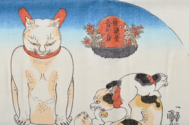 ≪国芳の浮世絵ふんわりてぬぐい≫　タテ型　かが身団扇　【和雑貨】【ハンカチ】【ガーゼ】【日本製】【ご自宅用で４点までメール便対応】