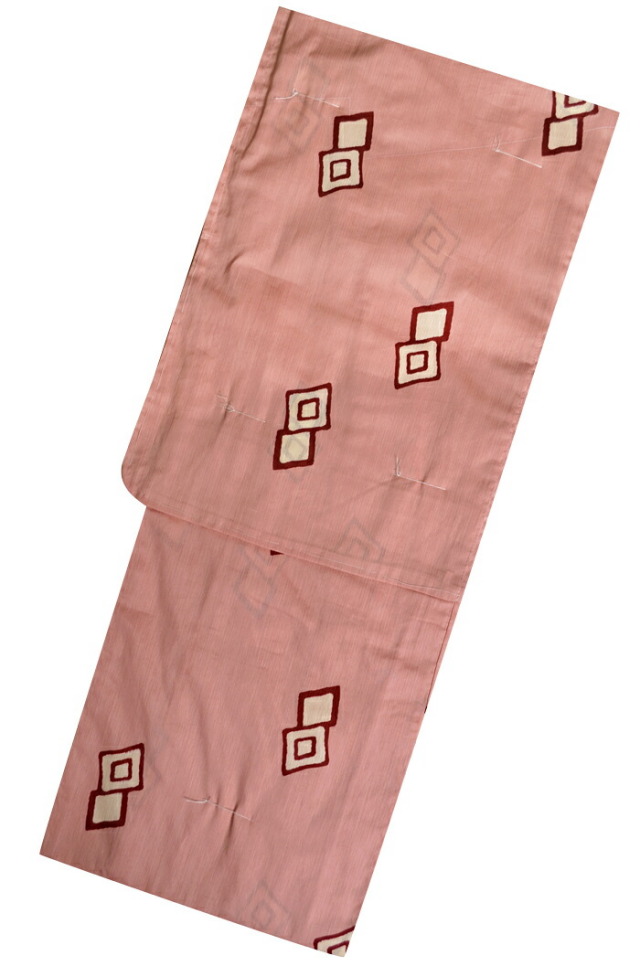 ≪ＬＯＷＲＹＳＦＡＲＭ≫　お仕立て上がり浴衣　≪単品≫　薄桃色　ダイヤ柄（菱型）　【フリーサイズ】