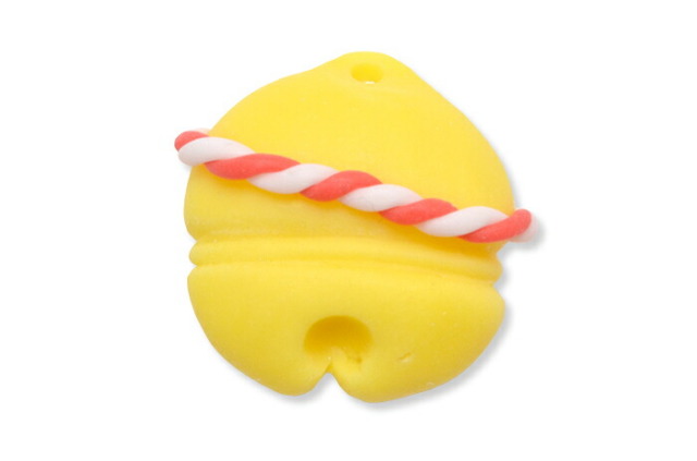 和菓子（フェイクスイーツ）　帯留　鈴　黄色　【帯飾り】【三分紐】　【練り切り】【ハンドメイド】