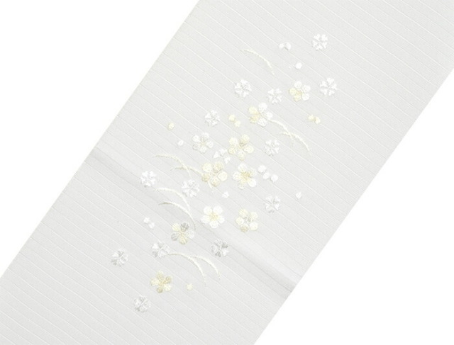 絹交織　夏物　刺繍半衿　絽　白×イエロー　小梅　【半襟】【夏きもの】