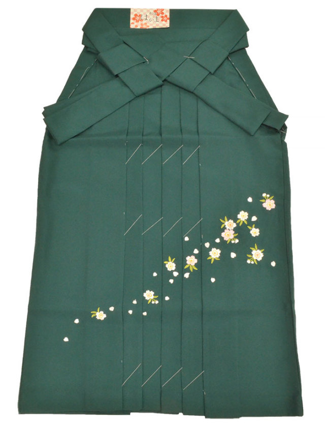 刺繍袴　緑（グリーン）　桜　ＳＳサイズ　（適応身長約１４０ｃｍ前後）　【卒業式】【はかま】　【女性】【レディース】