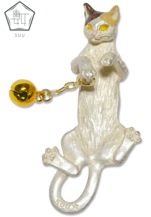 SUU　数ーすうー　三毛猫根付【Calico】【cat】【日本製】【帯アクセサリー】【根付け】【ねこグッズ】