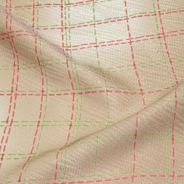 丹後ちりめん　正絹ぼかし帯揚げ　ブラウンベージュ　格子（チェック）　【普段着～礼装】【帯あげ】