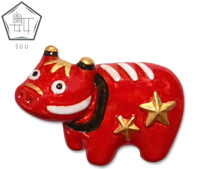 SUU　数ーすうー　赤べこ　帯留　【福島県】【牛】【akabeko】【日本製】【Made in Japan】【帯アクセサリー】【帯留め】