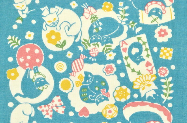 ふんわりてぬぐい　「午後の猫」　関美穂子　【二重ガーゼ手拭い】【手ぬぐい】【和雑貨】【ハンカチ】【ねこ】【ネコ】【日本製】