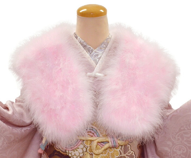振袖　フェザーショール　ピンク　【pink】【振袖用ショール】【成人式】【羽毛】