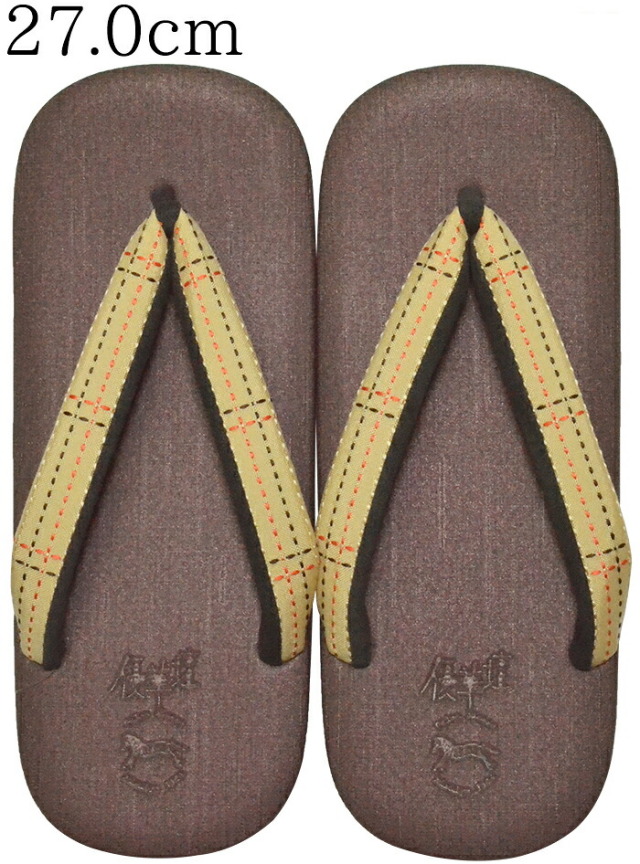 男性用　雪駄　Ｌサイズ（２７，０ｃｍ）小豆色（あずきいろ）　ZETTA菱屋カレンブロッソ×ｖｉｂｒａｍ【男物】【メンズ】　【for men】【フォーマル】【カジュアル】【和装履物】