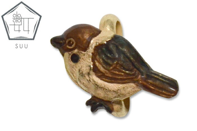SUU　数ーすうー　一羽の雀（すずめ）　帯留　【Sparrow】【日本製】【Made in Japan】【帯アクセサリー】【帯留め】