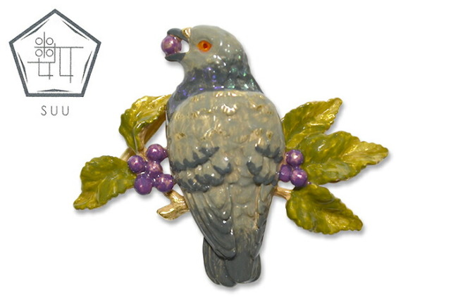 SUU　数ーすうー　カワラバト　帯留　【鳩】【Rock Pigeon】【日本製】【Made in Japan】【帯アクセサリー】【帯留め】