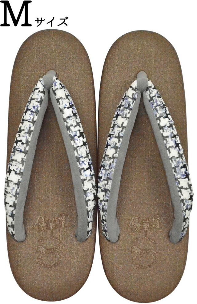 ≪菱屋カレンブロッソ×ｖｉｂｒａｍ×優華壇≫　カフェ草履　≪厚底タイプ≫　チョコレート×ホワイト（鼻緒）　Ｍサイズ（２３，５ｃｍ）　【カレンブロッソカフェ草履】【日本製】【和装履物】【レディース】