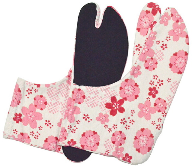 柄足袋ソックス　フリーサイズ　白×ピンク　桜　【足袋カバー】【足袋靴下】【たび】【袴】　【レディース】【女性】【tabisocks】【made in JAPAN】
