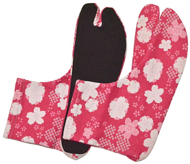 柄足袋ソックス　フリーサイズ　濃ピンク　桜　【足袋カバー】【足袋靴下】【たび】【袴】　【レディース】【女性】【tabisocks】【made in JAPAN】