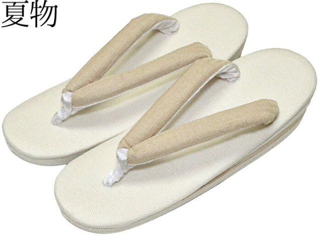 【夏用】　亜麻草履　きなり×ベージュ（鼻緒）　フリーサイズ（２４ｃｍ）【夏草履】【和装履物】【女性】【レディース】