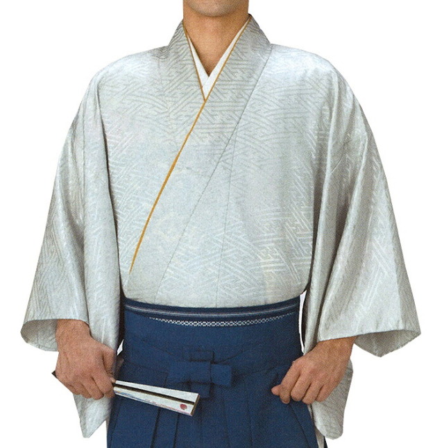 男物　袴下着物（伊達衿付き）　紗綾型　Ｍ・Ｌサイズ　【メンズ】【納期約２週間】【送料無料】