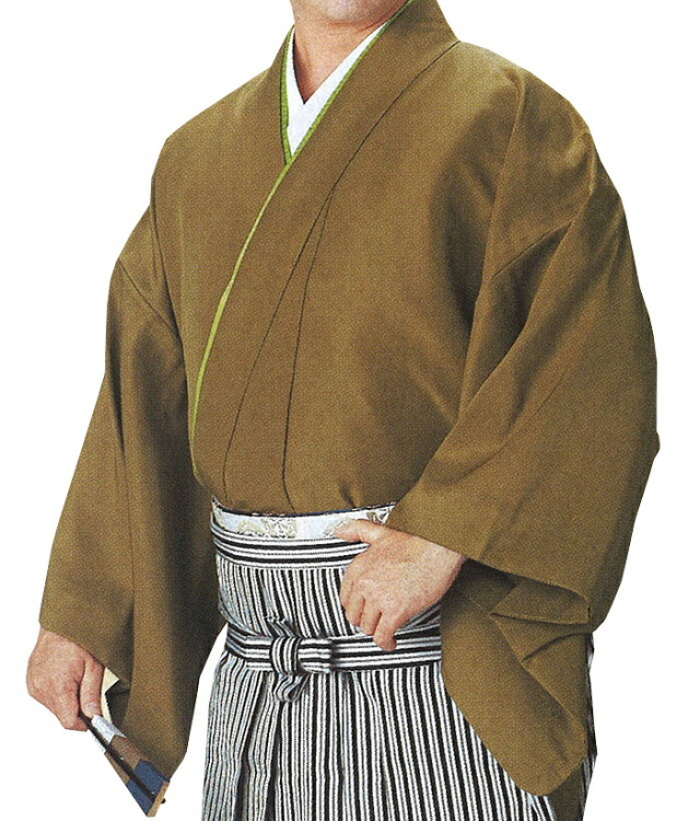 男物　袴下着物（伊達衿付き）　茶色　Ｍ・Ｌサイズ　【メンズ】【納期約２週間】【送料無料】