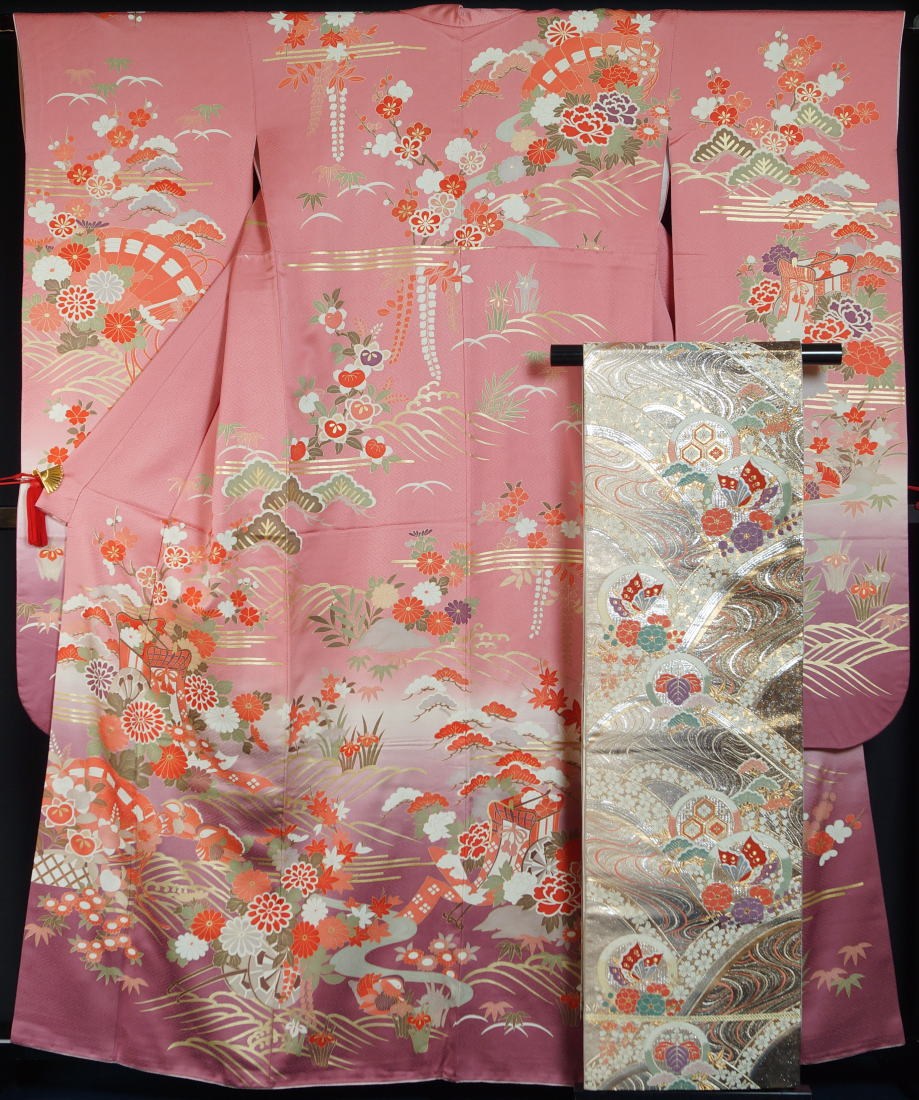 振袖6点セット 振袖 袋帯 焙っ 辻ヶ花 金彩 唐花模様 着物 094a p 