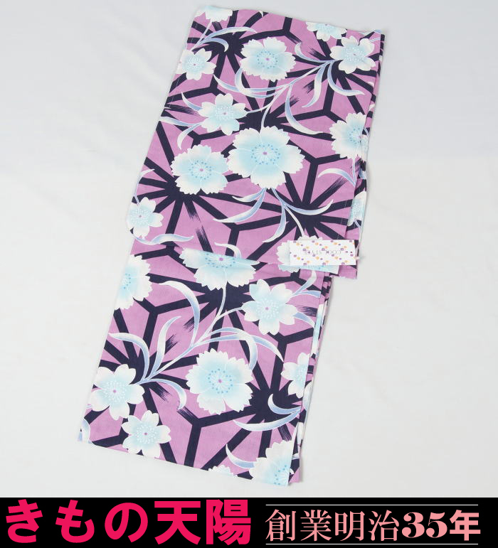 【新品】特選プレタ浴衣　COOL STYLE　フリーサイズ　（7）麻の葉×小桜模様