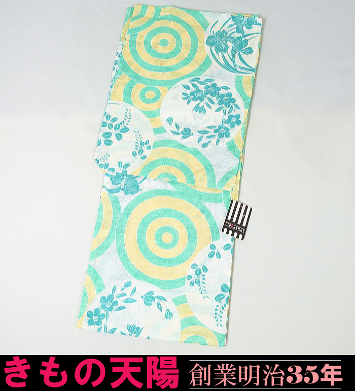 新品】特選プレタ浴衣　LIP STAGE　フリーサイズ　（7）渦巻き×花丸