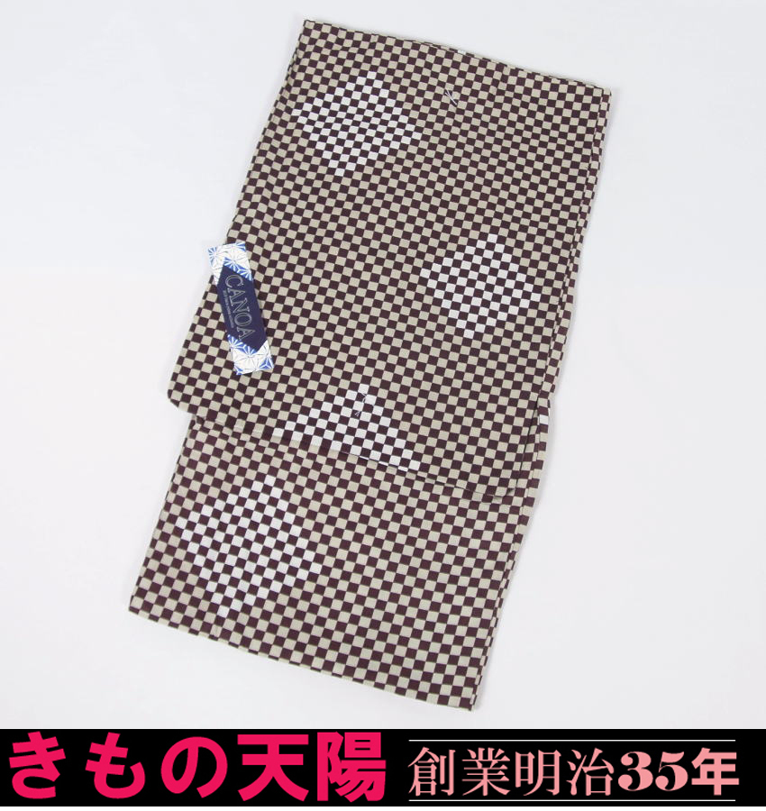 メンズ　浴衣　男物　新品プレタ　（１）Ｍ/LLサイズ　市松　綿100％
