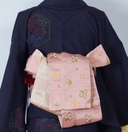 新品　リバーシブル小袋帯　『京じぇんぬ』　洋風柄　ピンク×ベージュ　（4）