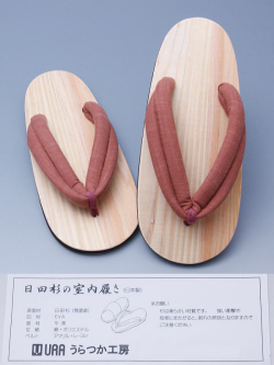 【入荷しました!】新品　日田杉の室内履き　国産うらつか工房　M(24ｃｍ）　オレンジ鼻緒　男女兼用