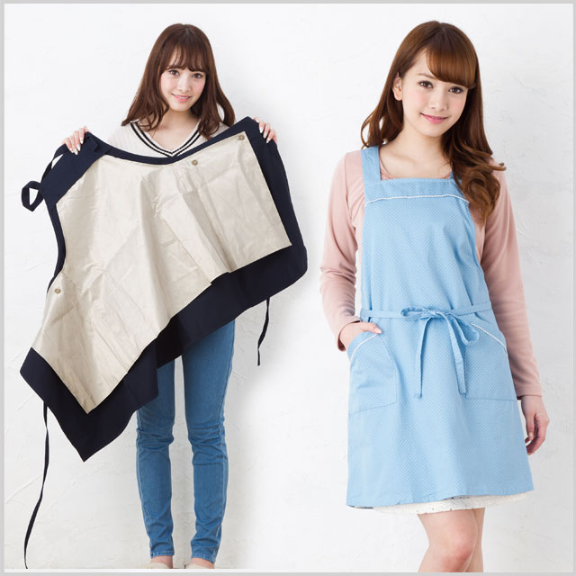 電磁波防止エプロン Ｎｅｘｔシールド/水玉 サックス/パソコンやスマホなどの高周波対策の電磁波エプロン