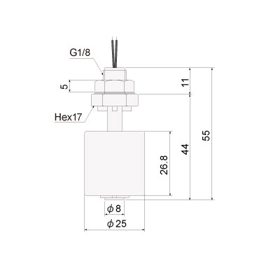 PVDF製タテ取付汎用型　FCV33FD　外形図