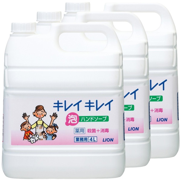 LION 業務用 ハンドソープ 泡タイプ 4L 3個セット LION ライオン キレイキレイ 薬用 泡ハンドソープ（詰替用）4L