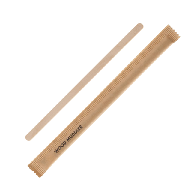 未晒クラフト紙完封 木製マドラー140mm 小箱入 1箱（100本入）