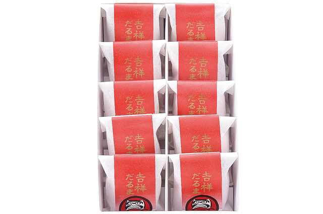 【吉祥だるま10個入】縁起の良いだるまさんの形の最中、パリパリの皮と風味豊かな餡を楽しむ
