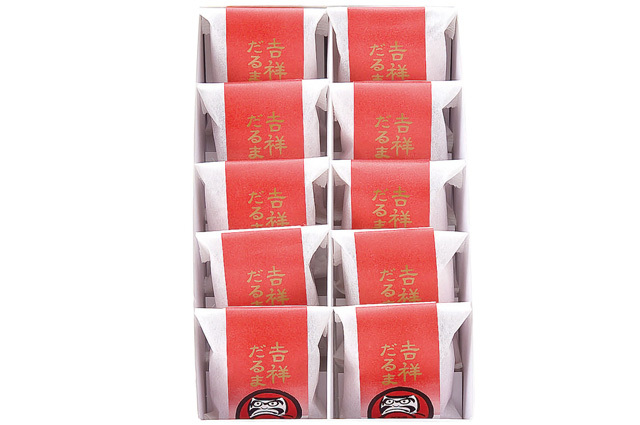 【吉祥だるま10個入】縁起の良いだるまさんの形の最中、パリパリの皮と風味豊かな餡を楽しむ