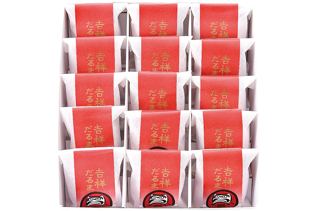 【吉祥だるま15個入】縁起の良いだるまさんの形の最中、パリパリの皮と風味豊かな餡を楽しむ