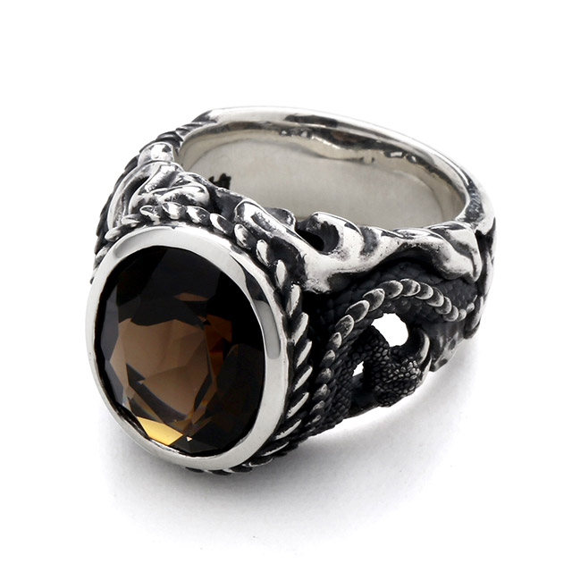 ブラッディマリー　Bloody Mary　ジラン リング 龍蛇 w/ スモーキークオーツ　bmr1595-1-sq