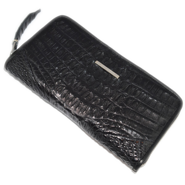 ビルウォールレザー　Bill Wall Leather　Zipper /Alligator Tail　ジッパー アリゲーターテイル ウォレットBK　W947