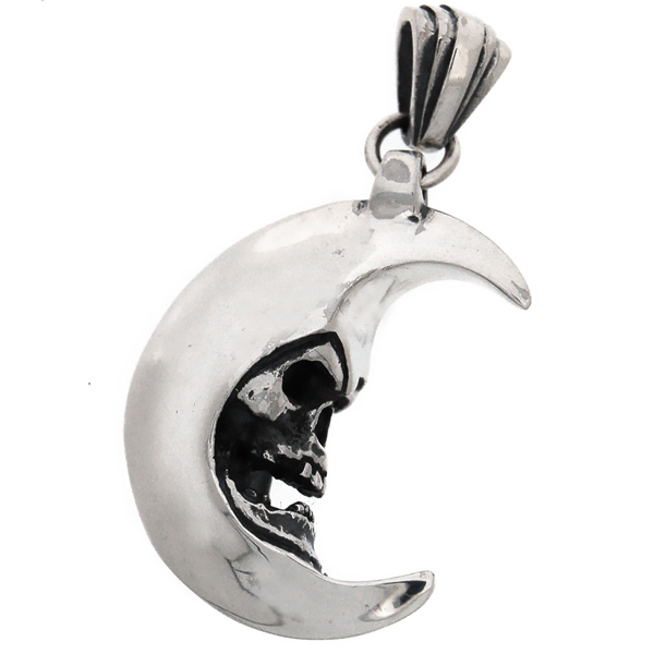 クレイジーピッグ　CRAZY PIG DESIGNS　SKULL IN THE MOON スカルインザムーンペンダント【革紐付】　#13