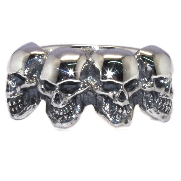 クレイジーピッグ　CRAZY PIG DESIGNS　FOUR SKULLS  RING #52