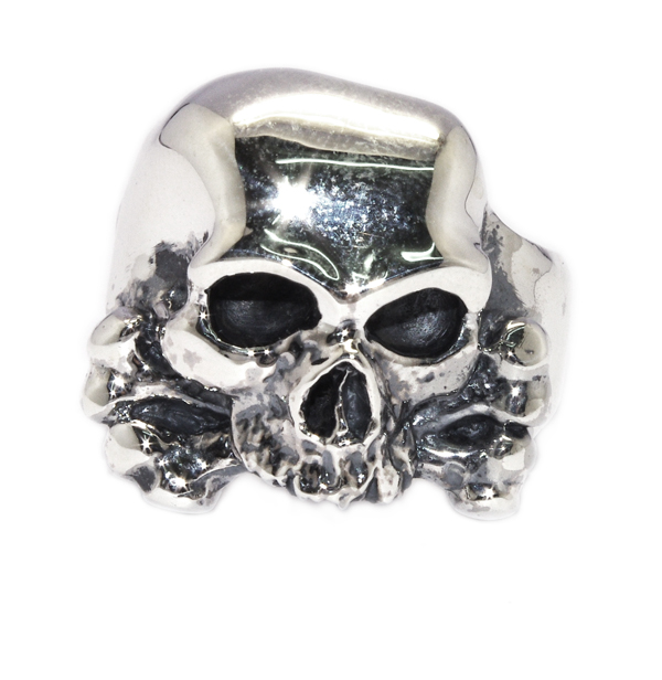 クレイジーピッグ　CRAZY PIG DESIGNS　THREE QUARTER SKULL & BONE  RING #105