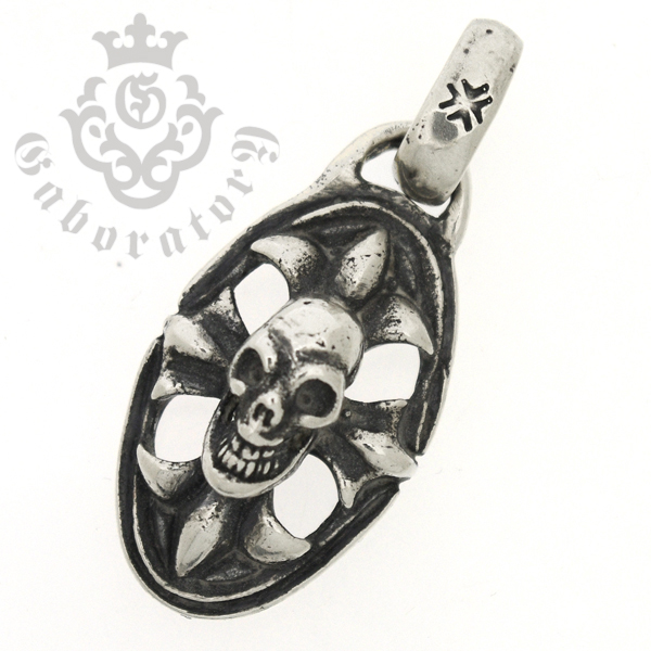 ガボラトリー　Gaboratory　Skull on cross oval Miniature　スカルオンクロスオーバル/ミニペンダント【トップのみ】　ML240-A