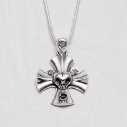 Barbara(バーバラ)　ペンダント　Blue Rosen Iron Croiz Pendant (Large Stone)　PB-N-411(チェーン40ｃｍ)