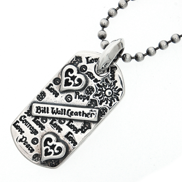 ビルウォールレザー　Bill Wall Leather　Graffiti Dog Tag w/ 2 Hearts and Ball Chain　グラフィティドッグタグ w/2ハート＆ボールチェーン　DT633　ボールチェーン約61ｃｍ付