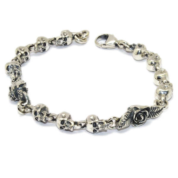 クレイジーピッグ　CRAZY PIG DESIGNS　ROSARY SKULL AND ROSE BRACELET　ロザリースカルアンドローズブレスレット　#884