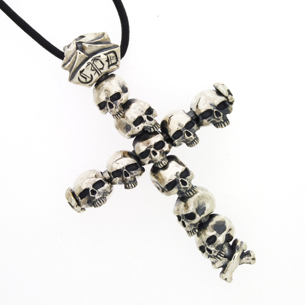 クレイジーピッグ　CRAZY PIG DESIGNS　カタコンベ スカル クロス ペンダント Catacombs skulls cross　#977