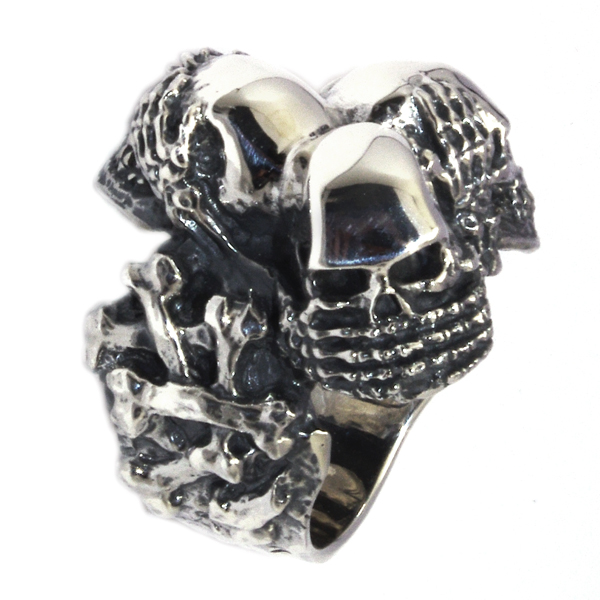 クレイジーピッグ CRAZY PIG DESIGNS THREE WISE SKULL RING #225 