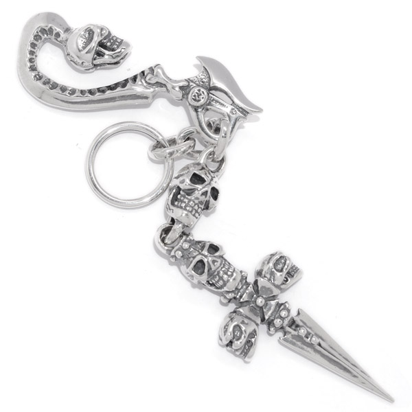 トラヴィスワーカー　TRAVIS WALKER　Skull Hook  Skull Link w/Triple Skull Dagger Key Chain  KCS032
