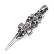 ビルウォールレザー　Bill Wall Leather　Small Triple Good Luck Skull Dagger Pendant　PN1000