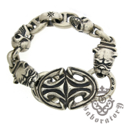 ガボラトリー　Gaboratory　Sculpted oval w/2skulls+h.w.o&anchor links, all smooth with 2bulldogs　225-B