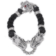 トラヴィスワーカー　TRAVIS WALKER　Braided Leather Gargoyle Bracelet  BRS013